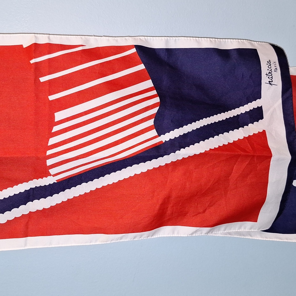 🇺🇸 Patricia Paris long scarf. Red, white, and blue.